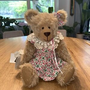 Artist Made 17" Jointed Teddy Bear w/ Schulte Mohair & Glass Eyes Angie Rogers
